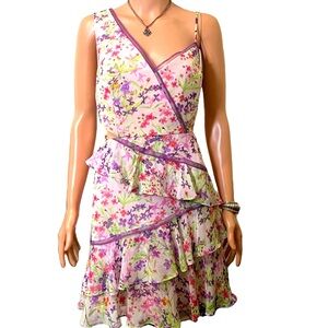 BCBGMAXAZRIA Women's Botanical Floral One Shoulder Dress Sz 12